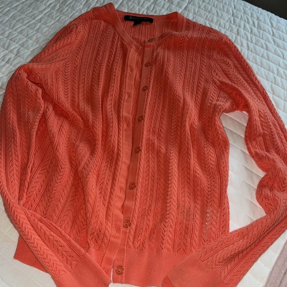 Brooks Brothers, orange cardigan, size small - Picture 5 of 8